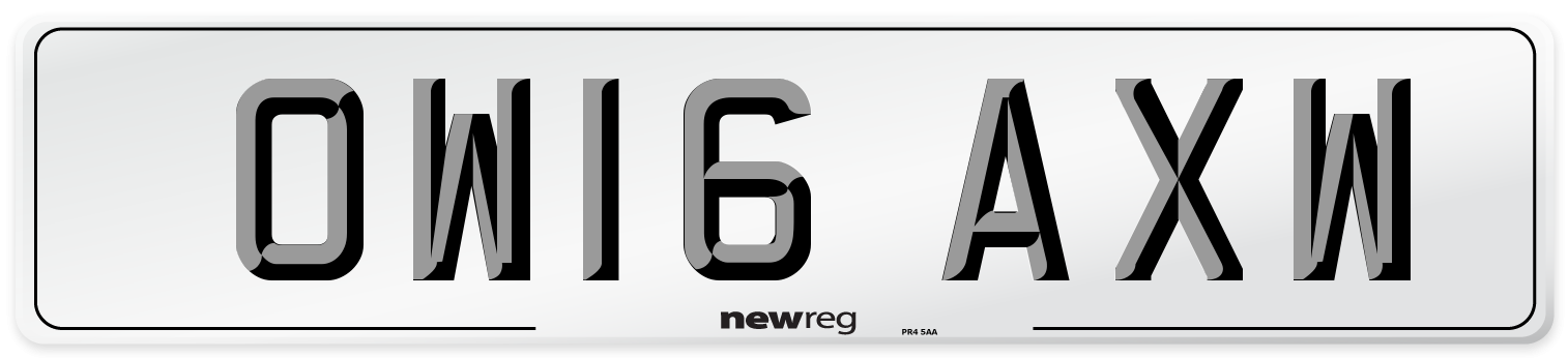 OW16 AXW Number Plate from New Reg